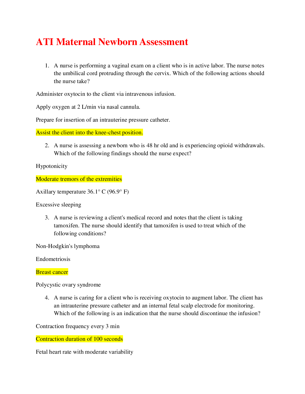 Preview image for ATI Maternal Newborn Assessment